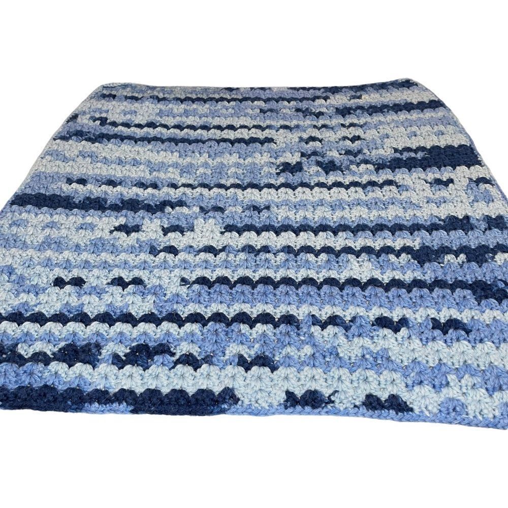 Shades of Blue Handmade Crochet Baby Blanket - Baby boy‎